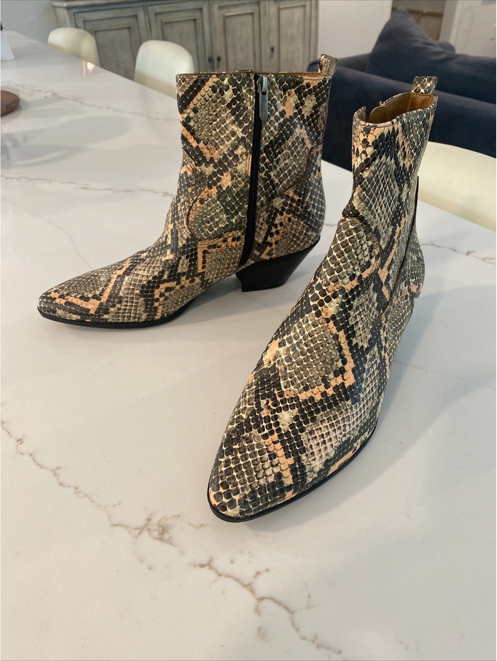 Circus by Sam Edelman Pipper Leather Snakeskin Print Ankle Booties Size Women’s